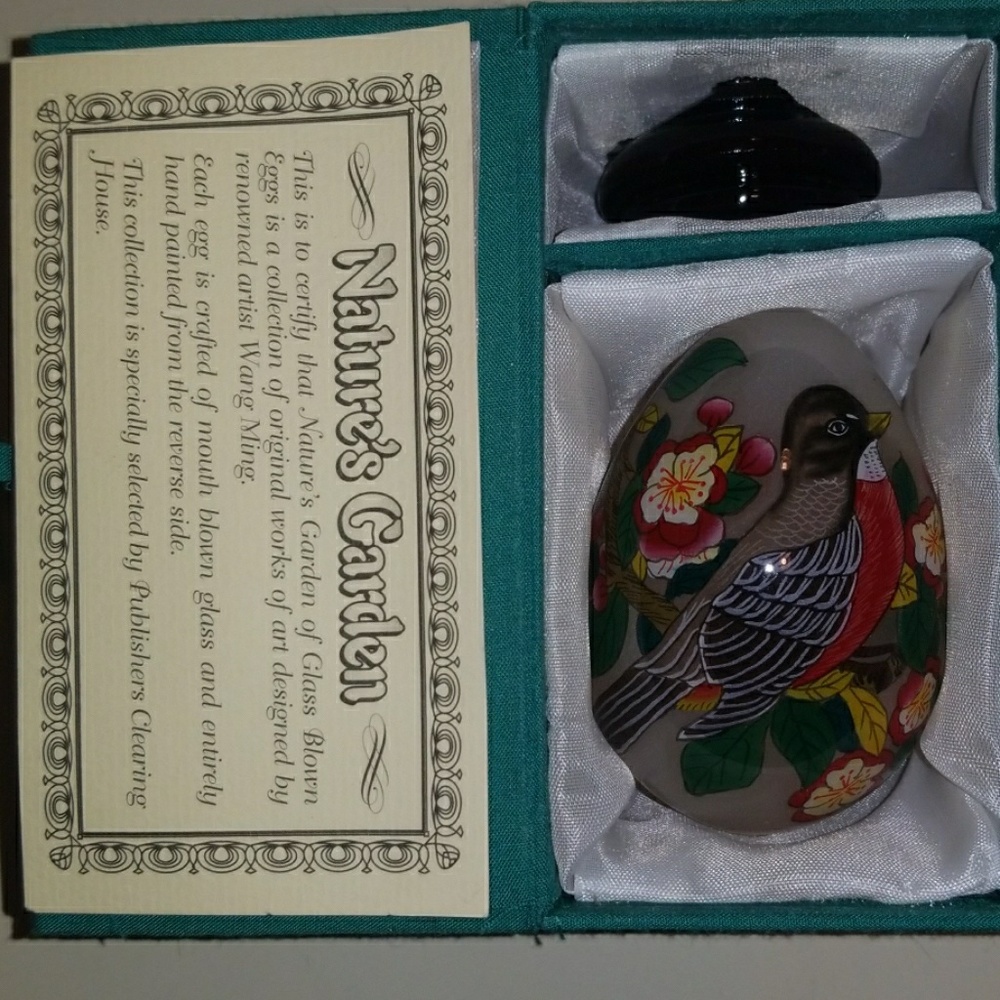 Glass blown egg hand painted